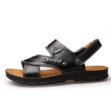 Мужская обувь; Лидер продаж; летние мужские сандалии из натуральной кожи; модные пляжные Нескользящие дышащие сандалии; удобные Тапочки большого размера