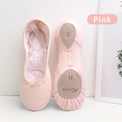 Парусиновые балетные танцевальные Тапочки высокого качества из эластичной ткани; Танцевальная обувь для балета; балетки из коровьей кожи для девочек - Цвет: Pink