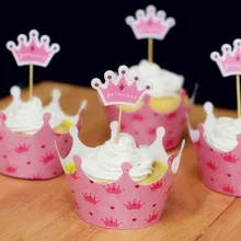 Розовая корона принцессы обертка для кексов декоративные коробки торт чашки с ботворезы выбирает для дня рождения Рождество предметы для украшений