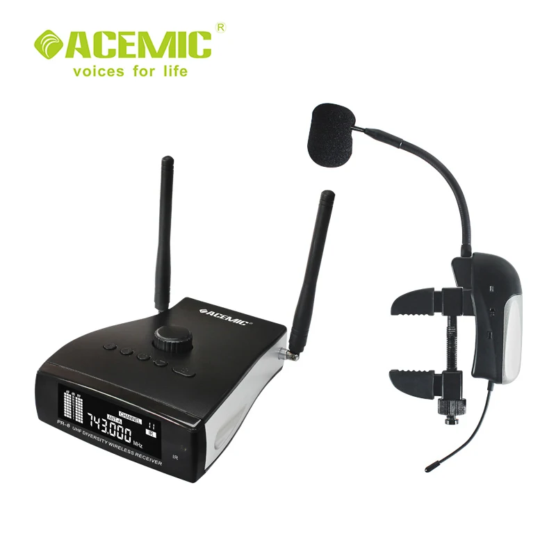 

ACEMIC PR-8/VT-1 wireless violin microphone UHF wireless musical instrument microphone system for violin audio transmission