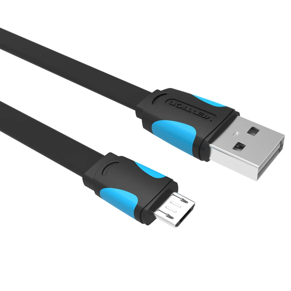 Vention 150 سنتيمتر شقة عالية السرعة الأسود المصغّر usb كابل ، 2.0 مزامنة بيانات الهاتف المحمول شحن الكابلات لسامسونج galaxy S4 S3 HTC