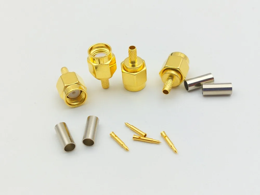 Banhado a Ouro Pces Bronze Macho Plug Friso Rg174 Rg316 Lmr100 Cabo rf Adaptador Conector 100 Sma 3 Renovação da Casa