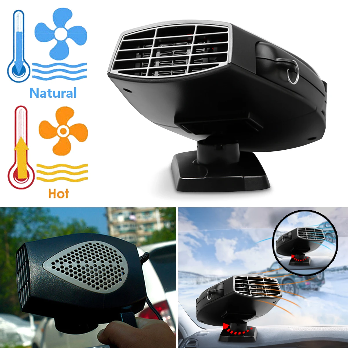 

150W 12V Car Heater Electric Heating Cooling 2 in 1 Cold / Hot Fan Portable Auto Dryer Heated Windshield Defroster Demister