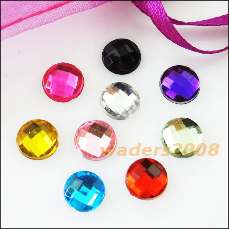 

500Pcs Mixed Faceted Round Acrylic Plastic Rhinestone Flat Back 4mm