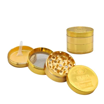 

4 Layers Dia.50mm Golden Zinc Alloy Metal Herb Grinder spice/tobacco/herb Grinder Tobacco Spice Crusher