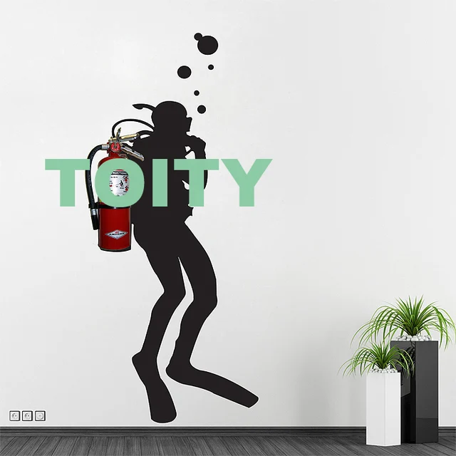Fire Extinguisher Wall Decal Skuba Spaceman Astronaut Rocketeer Jetpack Vinyl Sticker Home Room