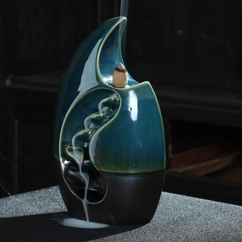 

Backflow Ceramic Incense Holder Censor Waterfall Smoke Decor for Home Office TN99
