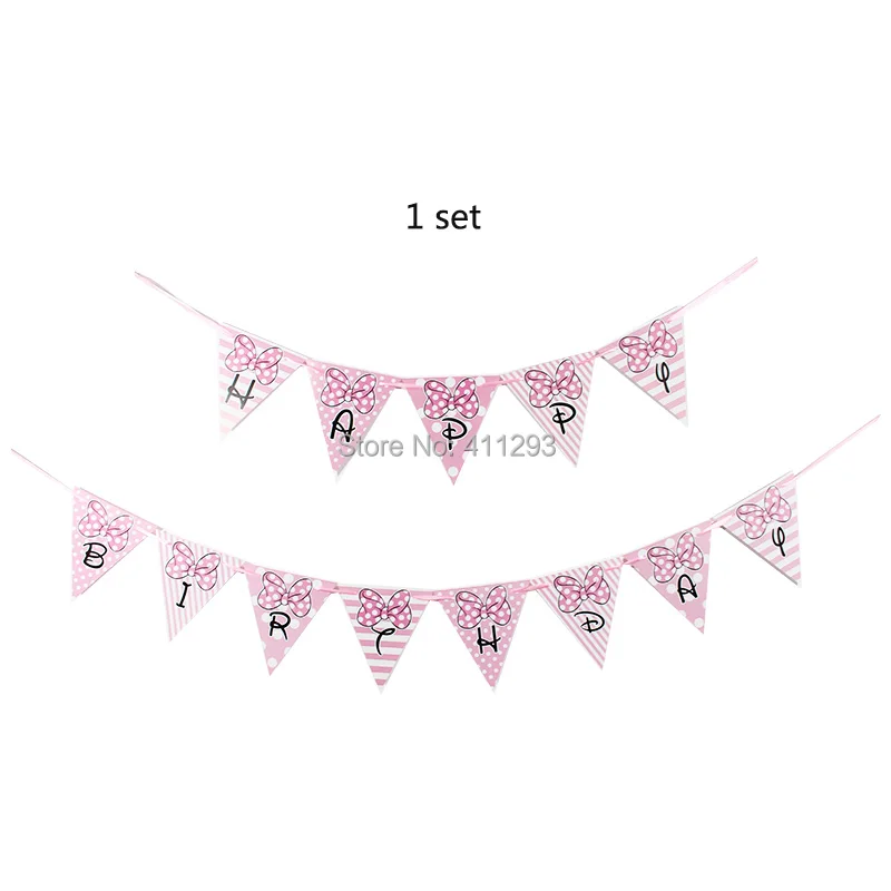 12 шт./лот Микки Минни воздушные шары в форме мыши синий мальчик розовый девочка мультфильм день рождения украшения Дети с днем рождения шары - Цвет: pink Triangle flag