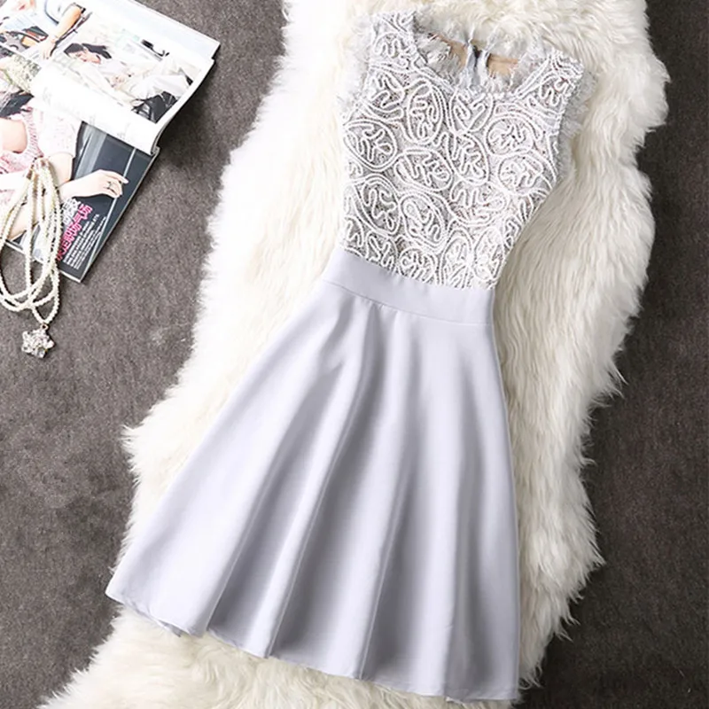 

Lace Dress Elegant Women Short Prom Office Slim Party Dresses Summer 2018 Casual Beach Dress