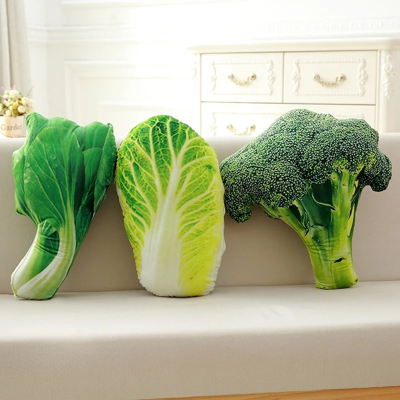 

Nooer Simulation Fruits Green Vegetable Plush Pillow Sofa Cushion Stuffed Cabbage Broccoli Doll Kids Children Girlfriend Gift