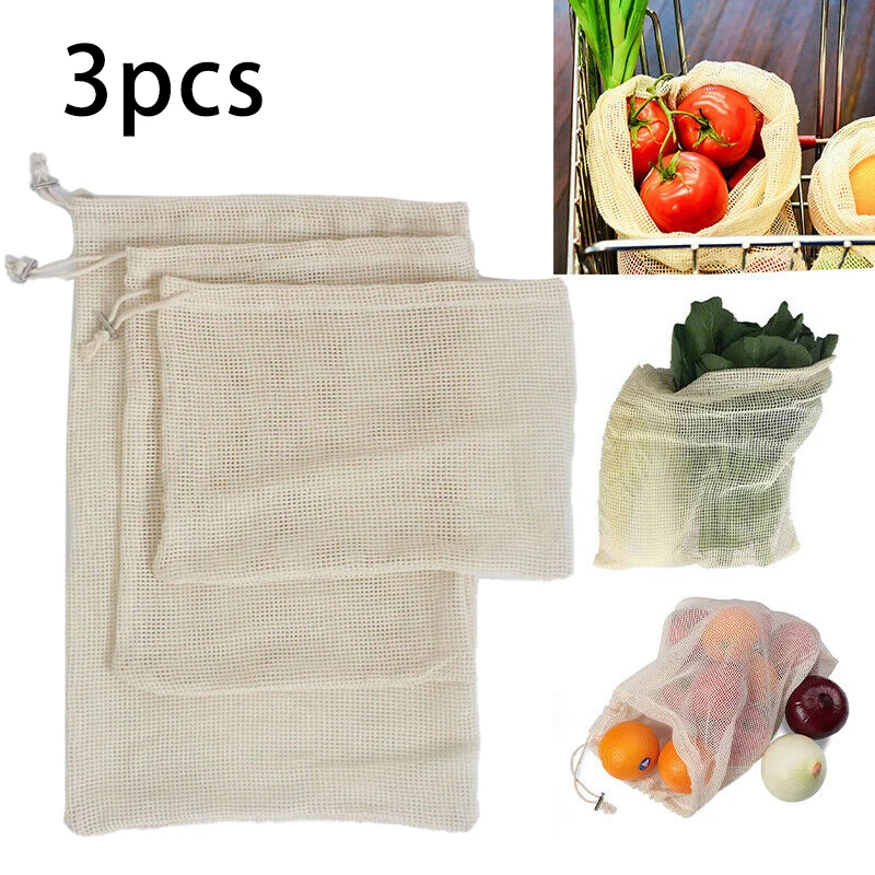 

3ocs/Set Plant Fruit Vegetable Protect Drawstring Mesh Net Bag Cotton Washable Mesh Bags Protection Garden Accessories