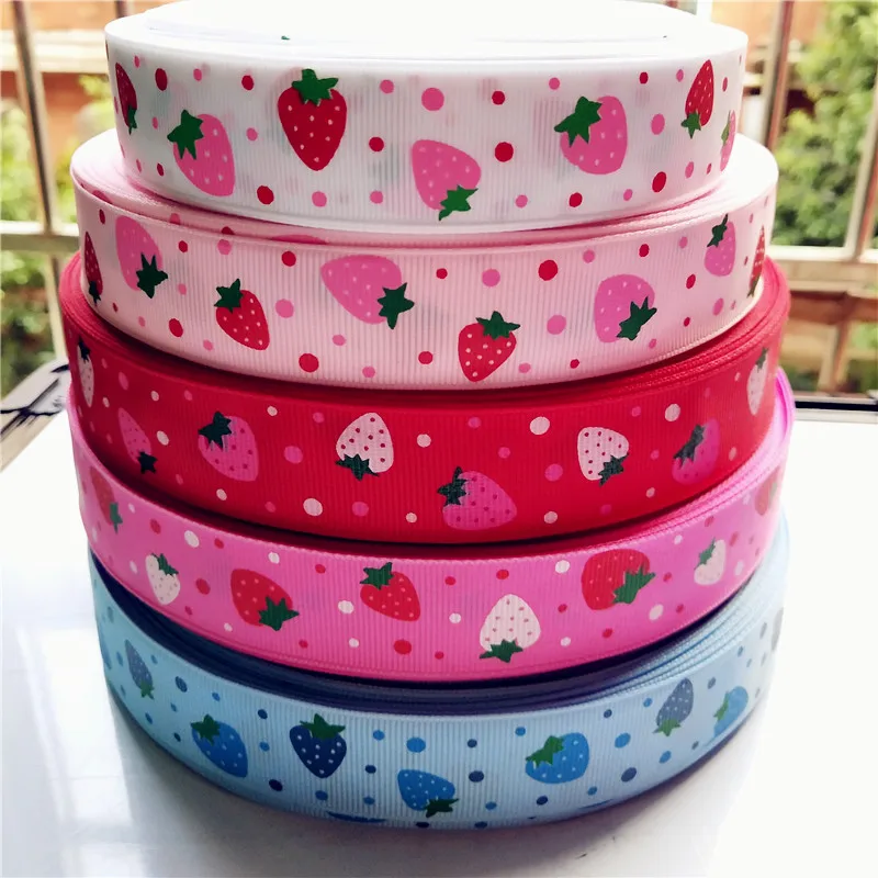 Suoja 5 лет/лот 1 'Ƌ/8'' 15 мм 25 Клубника полиэстер Grosgrain ленты ярдов DIY Hhair луки