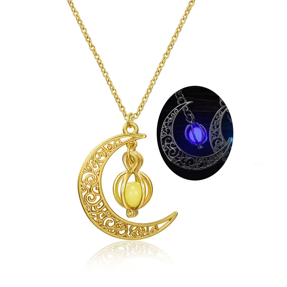 Модное женское ожерелье с подвеской из блестящего камня и Луны, модное ювелирное ожерелье оптом