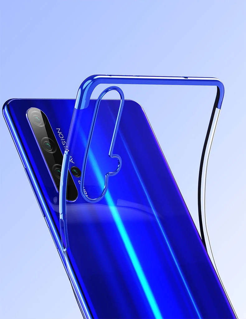 Мягкий чехол из ТПУ с гальваническим покрытием для Huawei Honor 20 Pro 9X Nova 5 Pro 5i P20 Lite Y9 Prime Mate 30 Lite P Smart Plus прозрачный чехол