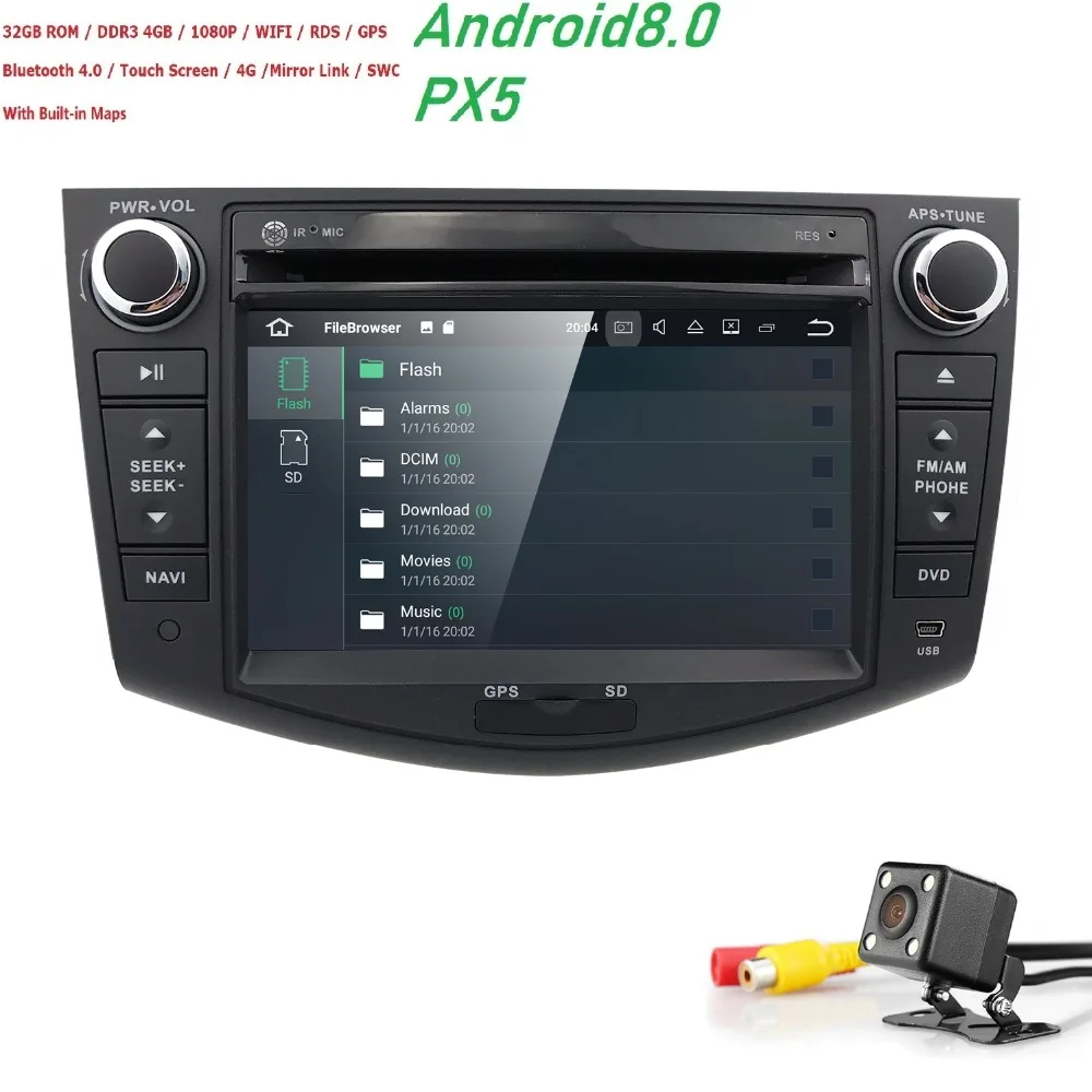 

Hizpo NEW !!! PX5 Android 8.0 car dvd player for Toyota RAV4 Rav 4 2007 2008 2009 2010 2011 2 din 1024*600 car dvd gps wifi rds