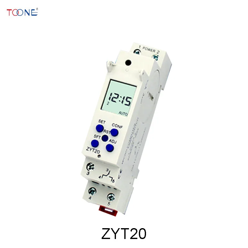 ZYT20 DIN рейка микро таймер для компьютера переключатель AC/DC 24 265 в тонкий цифровой 10A