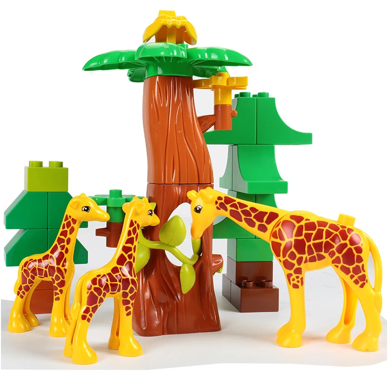Animal Model Figures Big Building Block Sets Elephant Monkey Dinosaur Horse Kids educational Toys Compatible LegoING For Children Christmas Gifts  (6)