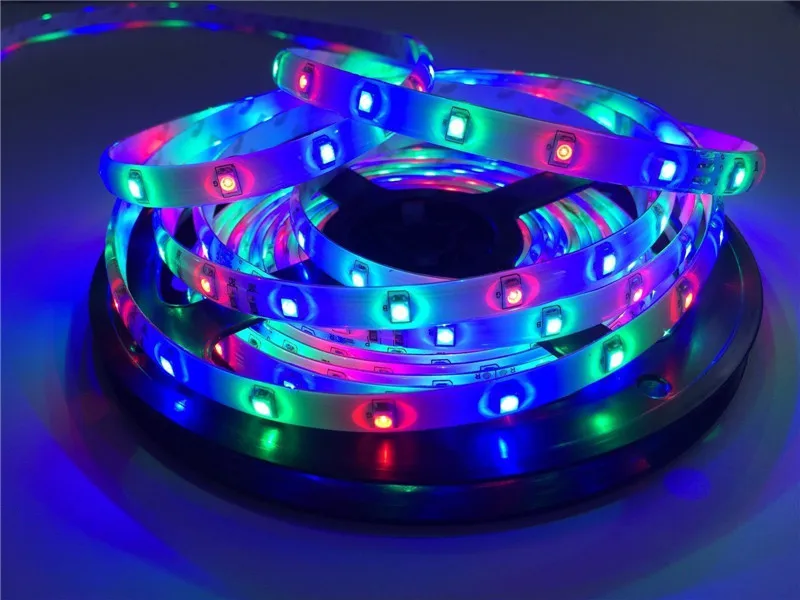 Светодиодный светильник ECLH RGB, водонепроницаемый, 2835 SMD, 5 м, 60 Светодиодный, гибкий светильник с ИК-пультом дистанционного управления, 12 В, 2 А, адаптер питания, светодиодный, лента