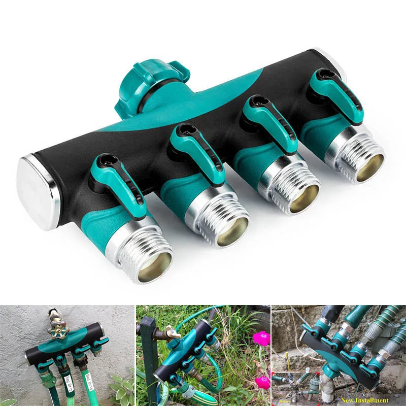 

New Heavy Duty Hose Splitter 4 Way Connector Switch Durable For Garden Drip Irrigation Lawns Hogard JU25