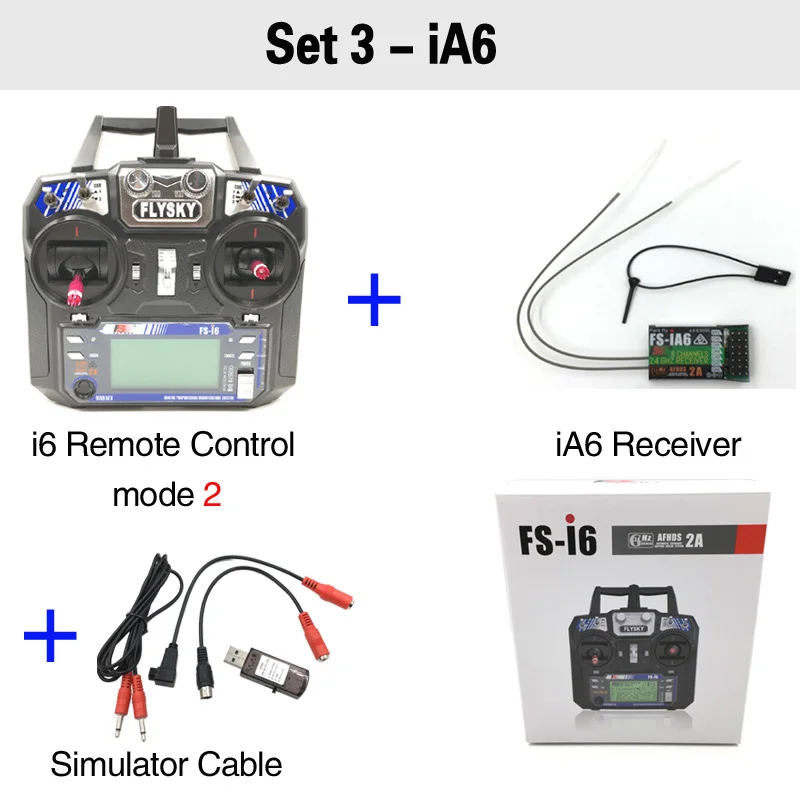 Flysky FS-i6 FS I6 6ch 2,4G RC передатчик контроллер с FS-iA6 или FS-iA6B приемником для вертолета самолета квадрокоптера планера - Цвет: Set3-iA6