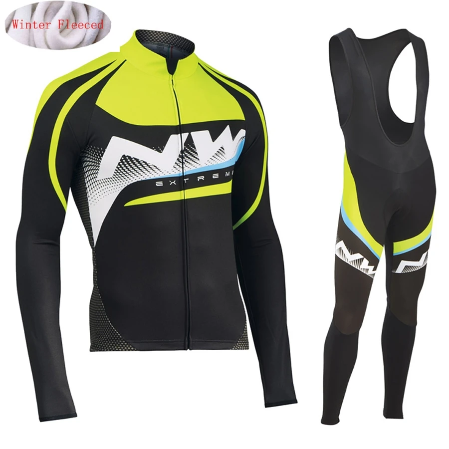 

NW 2018 Winter thermal fleece Cycling Clothes Northwave men's Jersey suit outdoor riding bike MTB clothing warm set