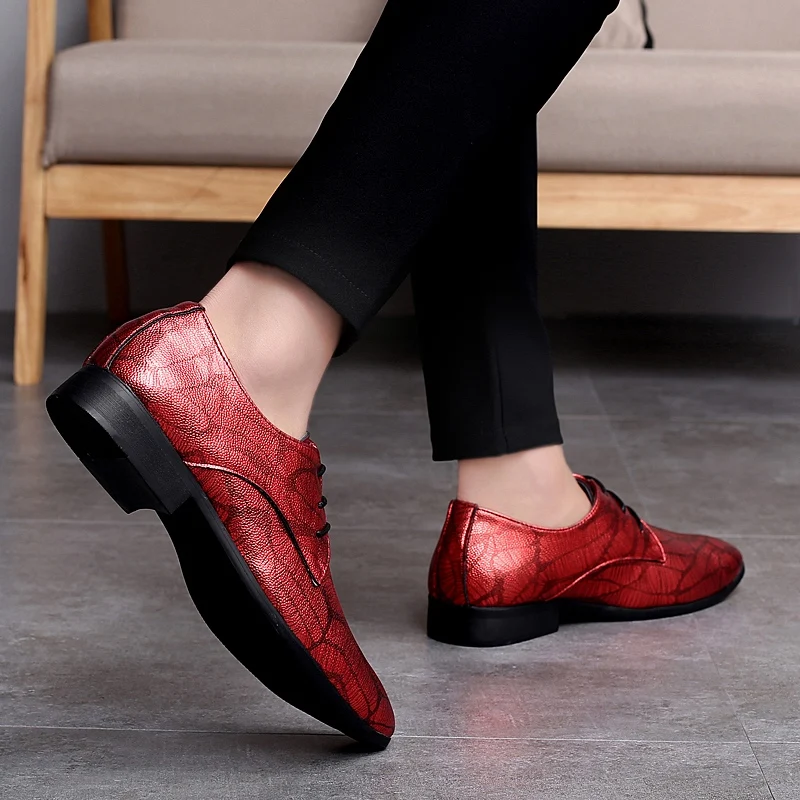 fashion snake skin men leather dress shoes cool designer evening party male footwear italian wedding brogue oxford shoes for men (20)