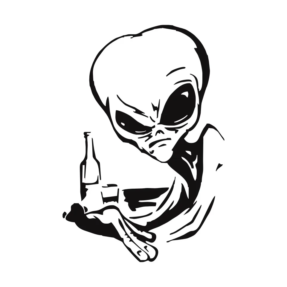 Cunymagos Alien Ufo Car Sticker Motocycle Vinyl Decal Car Styling Fashion Creative Car Body Window Stickers Funny 12.1cm17 (3)
