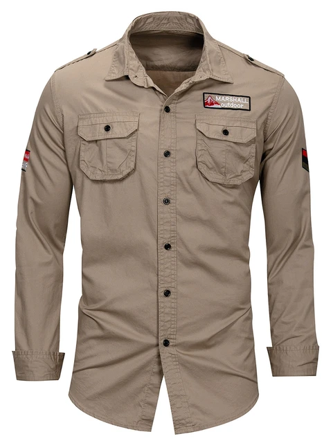 Epaulet Design Applique Button Up Shirt Spring Long Sleeve Autumn ...