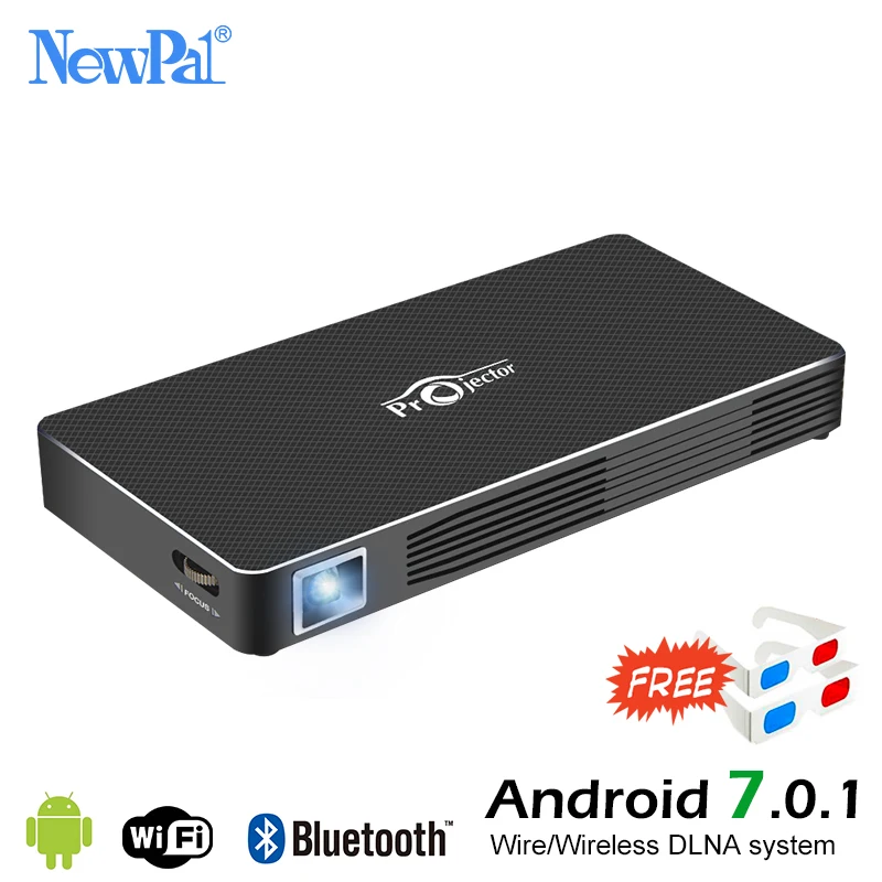 

Newpal DLP Projector Full HD Video Mini 3D Projector Android 7.0 Portable Beamer Support WIFI Miracast Airplay DLNA TF TV