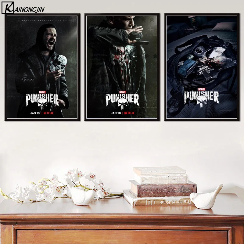 

New 2019 The Punisher Poster Marvel TV Series Show Posters and Prints Canvas Painting Wall Art Picture for Room Home Decor