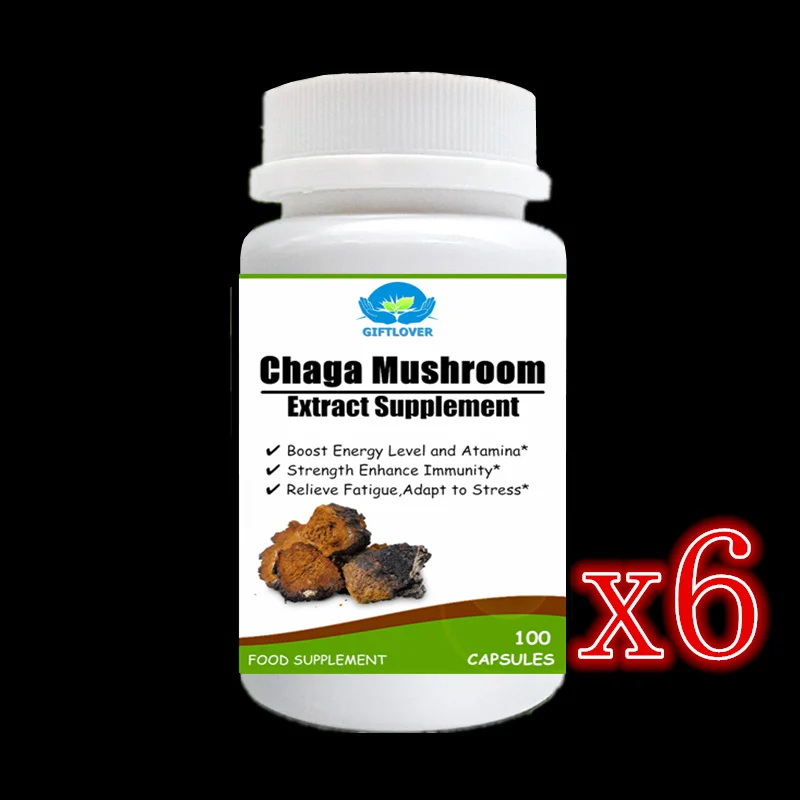 

6 bottle 600pcs, Strength Enhance Immunity,Chaga Mushroom Extract,Boost Energy Level & Stamina,Relieve Fatigue,Adapt to Stress