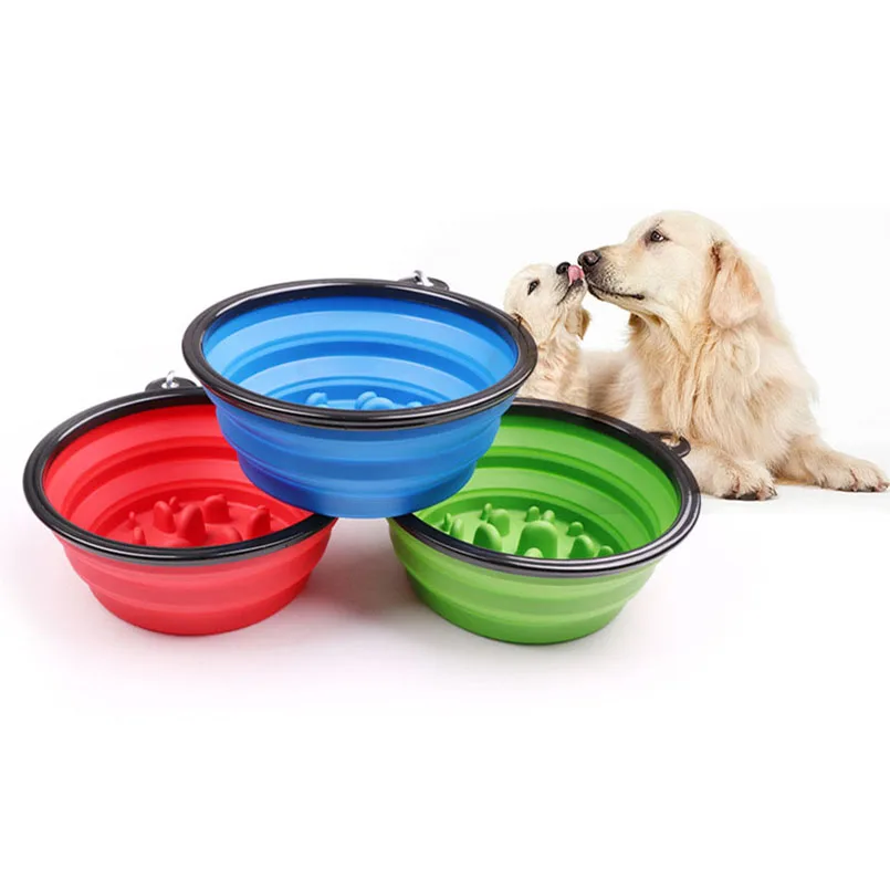 

Folding Silicone Dog Bowl Outfit Portable Outdoor For Dog Feeder Slow Food Environmental Protection TPE Bowl Pet Dog Accessories