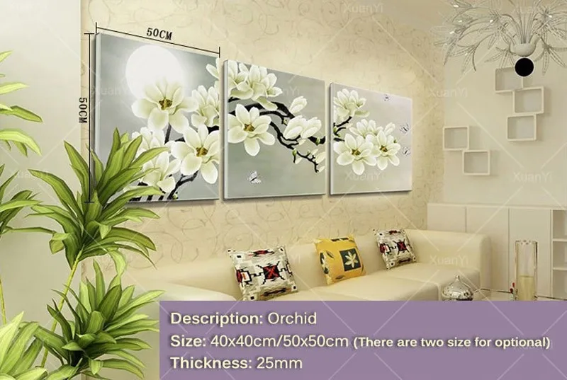 3 Панели цветы орхидеи настенное искусство, картинки, на стену цветок холст картина для гостиной украшение дома живопись на холсте без рамы