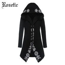 Rosetic мужские толстовки с капюшоном, готический принт, черные мужские толстовки, свободные толстовки в стиле панк, темно-готический принт, Мужская теплая повседневная одежда с капюшоном