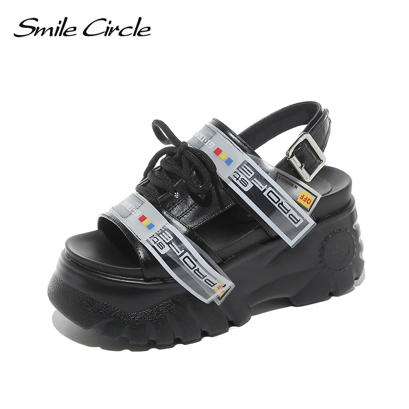 

Smile Circle 2019 Summer Sandals Women Platform Shoes Fashion Genuine Leather Heighten Sandals Beach Outdoor Shoes