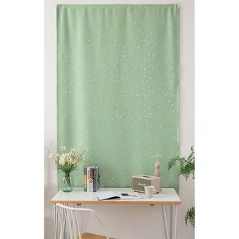

Blackout Simple Mint Green Stars Velcro Window Curtain Double Face Polyester Curtains Home Office Cafe Durable Curtain Full Size