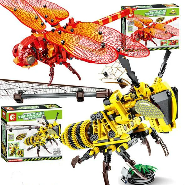 

Building Blocks Simulated Insect DIY Dragonfly Bee Model Building Kits Compatible Technic Bricks Toys for Children