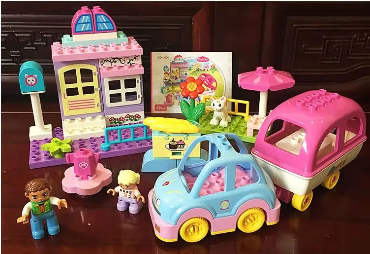 GOROCK 52 шт. Duplo принцесса вилла sogno электрический автомобиль с музыкой большие частицы кирпичи развивающие строительные блоки игрушки для девочек