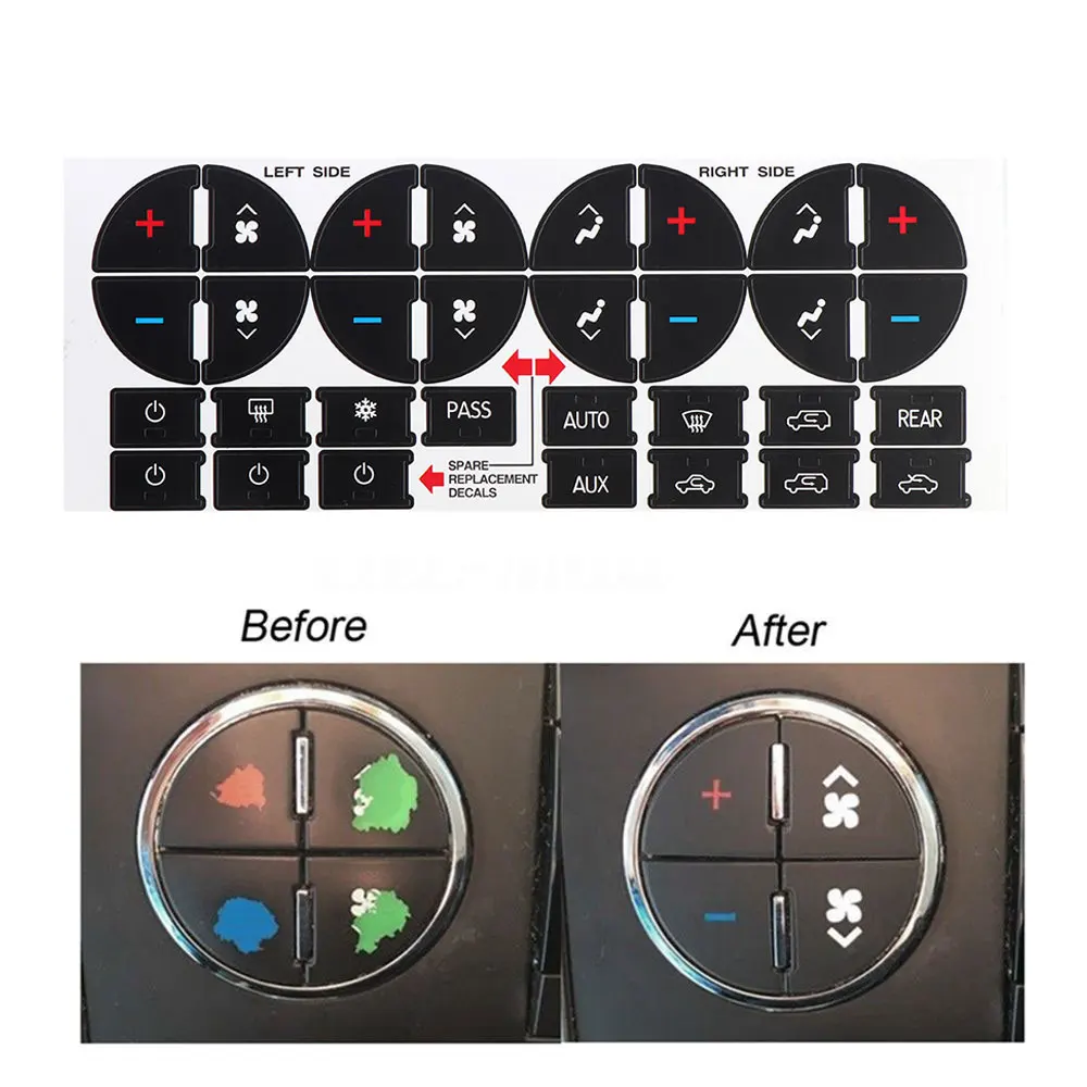 1 шт. AC Dash Кнопка Ремонт наклейки для GMC ТРАНСПОРТНЫХ СРЕДСТВ-Fix разрушенный выцветший A/C центр управления автомобиля стиль