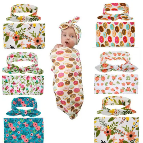 

Floral Muslin Newborn Infant Swaddle Baby Blanket Parisarc Wrap Bath Towel With Headband