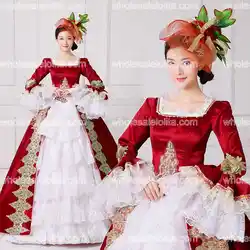 2017 Фирменная Новинка красный Вышивка Marie Antoinette Dress Гражданская война Southern Belle маскарад бальное платье воссоздание женская одежда