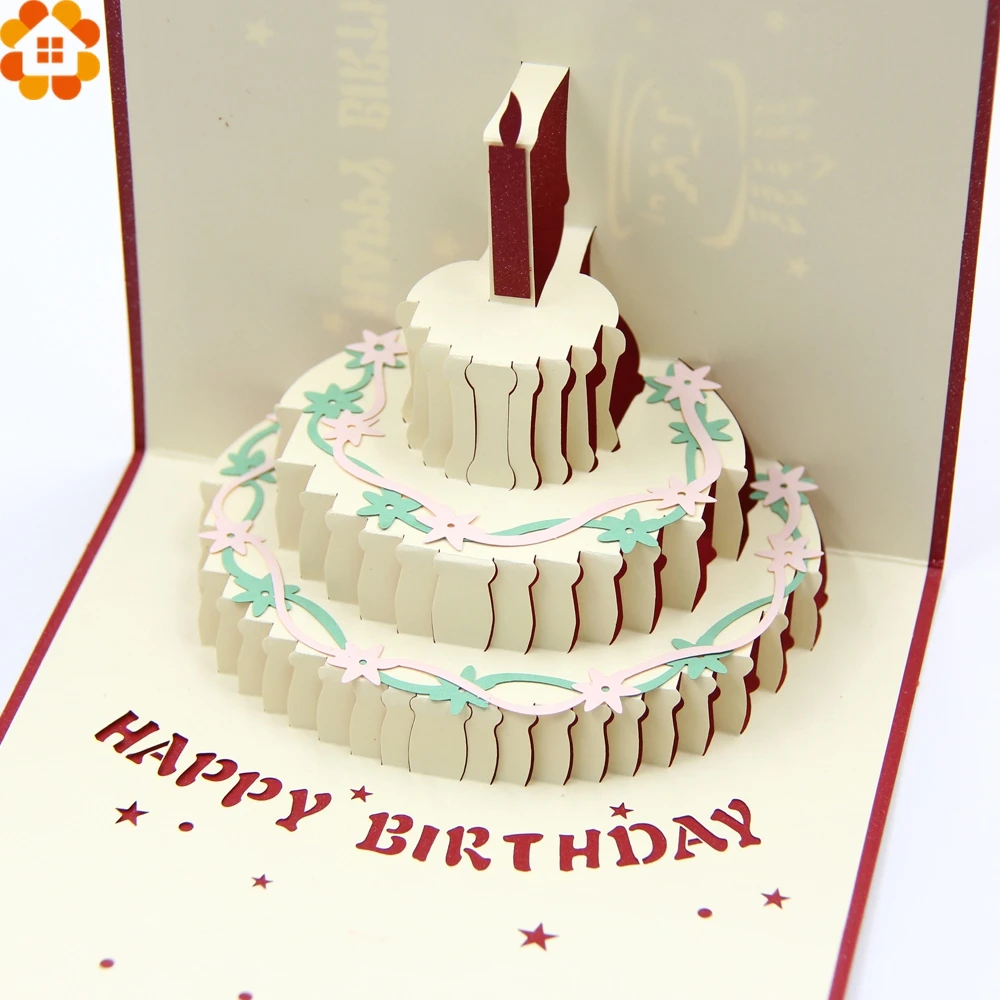 1 Pc ハッピーバースデーカード 3d 誕生日ケーキレーザーカット折りたたみグリーティングカード 招待カード子供のおもちゃのギフト誕生日パーティー装飾 Birthday Card 3d Birthday Cardhappy Birthday Card Aliexpress