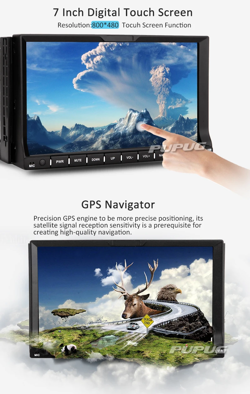 Clearance 2016 New 7" Touch Screen car dvd player gps navigation USB SD Bluetooth FM 2din in dash TFT support rear view camera input 1