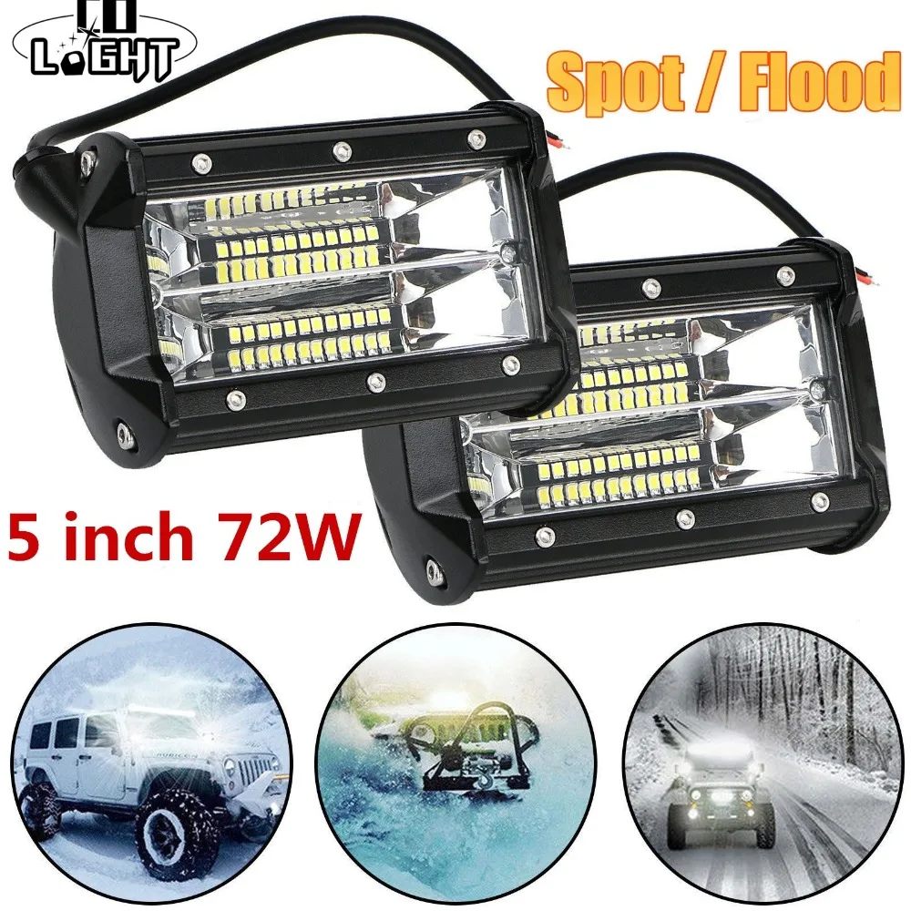 CO светильник для бездорожья 72 Вт 5 дюймов светодиодный светильник для работы 12 в 24 В светодиодный светильник для ATV Lada 4x4 грузовик УАЗ авто светодиодный светильник для вождения