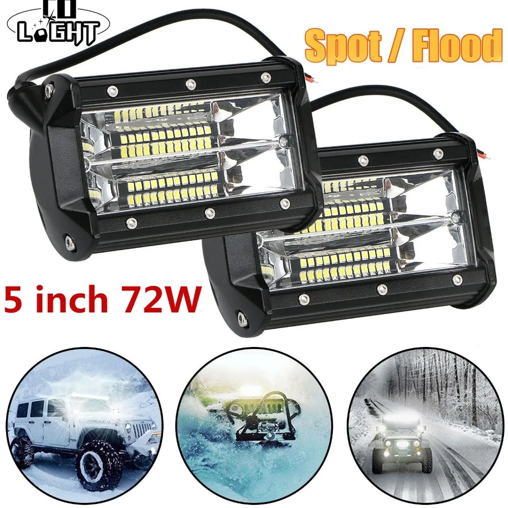 

CO LIGHT Offroad 72W 5Inch LED Work Light Bar Spot Flood 12V 24V Led Light Bar For ATV Lada 4x4 Truck UAZ Auto Led Driving Light