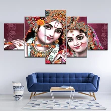 HD печатные картинки для Гостиной Холст Настенная картина в рамке 5 шт. Индийский Бог Радха картинки на тему "кришна" домашний декор, плакаты художественные работы