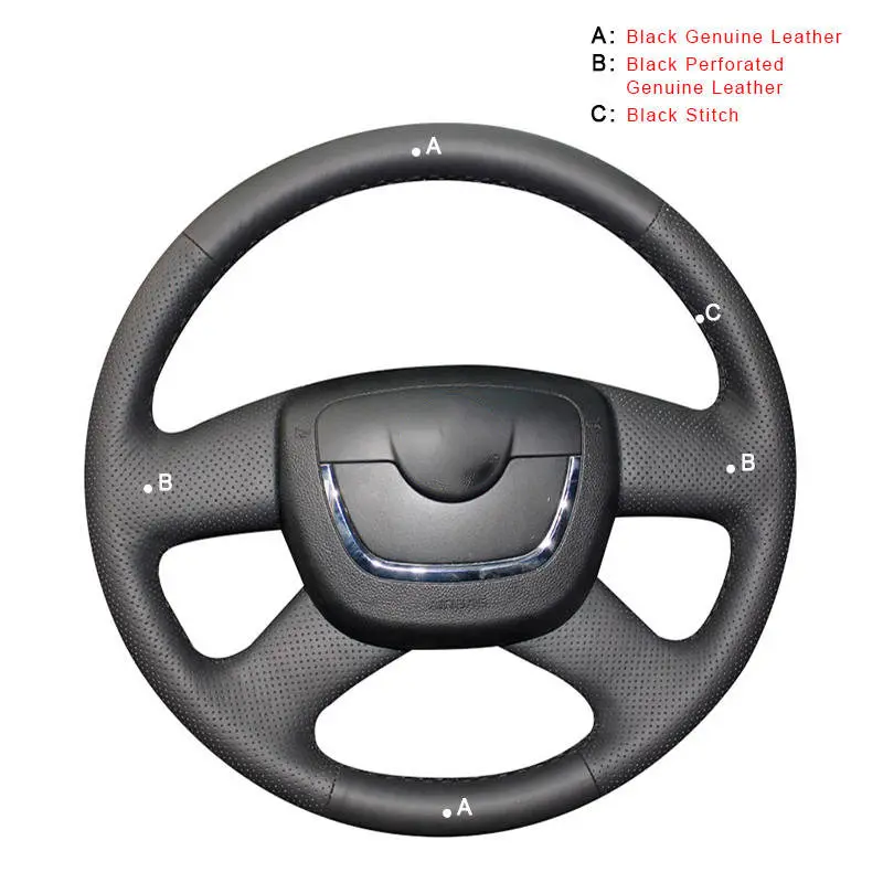 Автомобильная Оплетка на руль для Skoda Octavia a5 Superb 2012 2013 Fabia 2010- Yeti 2009-2013 Автомобильные колеса - Название цвета: Genuine Leather