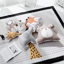 Милые животные, лиса, кролик, медведь, жираф, олень, слон, подушка, Детская кукла для спокойного сна, скандинавский стиль, декор для кровати, игрушки для детей