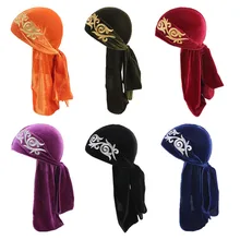 Традиционная зимняя шапка унисекс, вельветовый тюрбан, жаккардовый Цветочный вышитый блеск, однотонная цветная бандана, большой длинный хвост, Stra