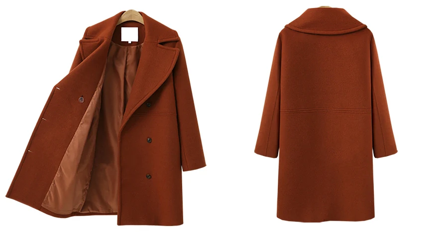 Осенне-зимние модные женские пальто, повседневные свободные куртки, блейзер с длинным рукавом, верхняя одежда, женское элегантное шерстяное двубортное пальто